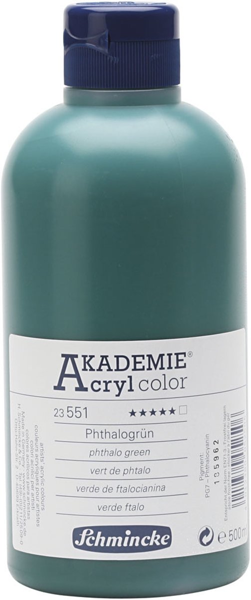 Schmincke AKADEMIE® Acryl color , phthalo green (551), transparent, , 500ml [HOB-31875]